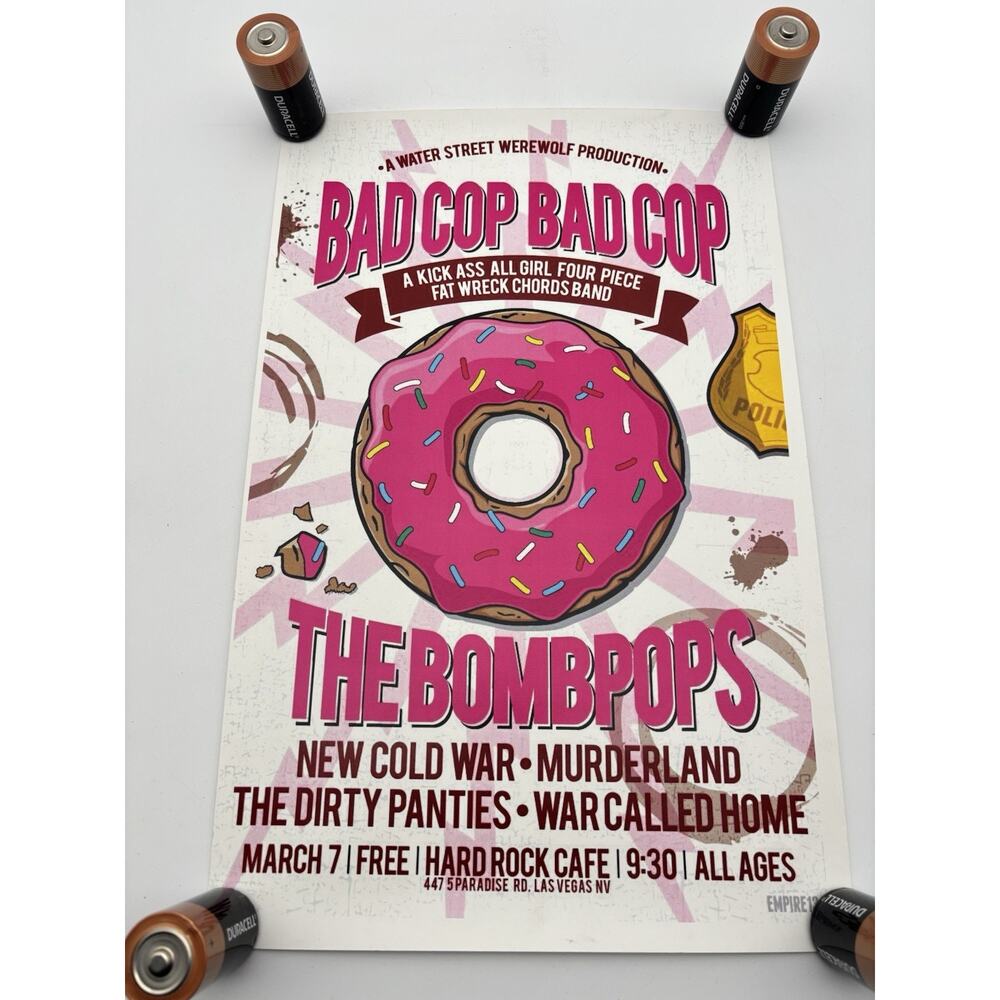 Bad Cop Bad Cop Not Sorry Fat Wreck Concert Poster The Bombpops VG Condition